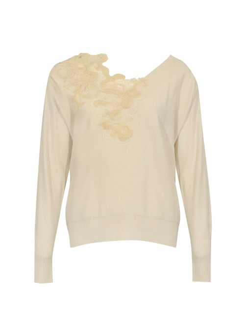 Maglia in misto cashmere in pizzo D. Exterior | 610813LATT